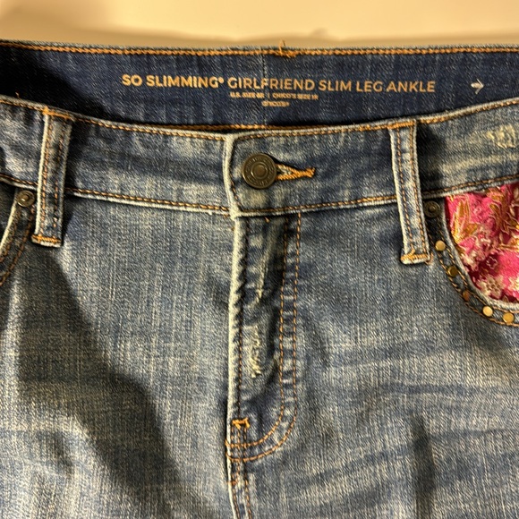 Chico’s So Slimming Girlfriend Slim Leg Ankle US Size 8 Jeans - Picture 6 of 13